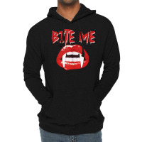 Bite Me Funny Halloween Vampire Bite Me Tank Top Lightweight Hoodie | Artistshot