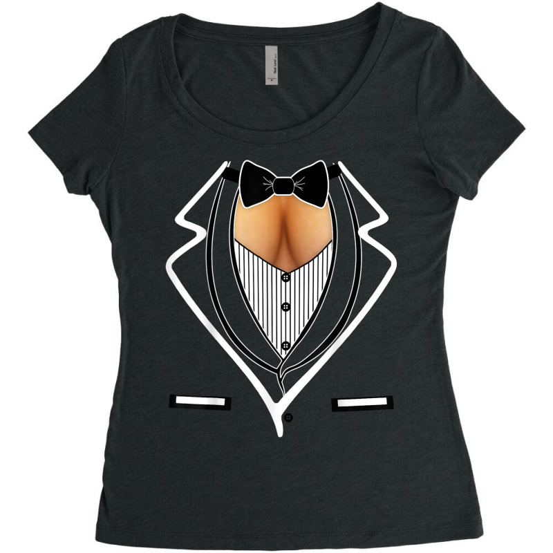 Funny Ladies Cleavage Tuxedo Party Mardi Gras Tailgate Women's Triblend Scoop T-shirt by CarolinePascua | Artistshot