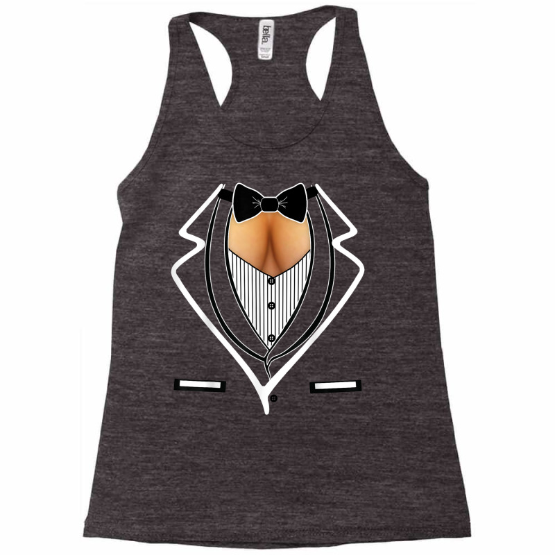 Funny Ladies Cleavage Tuxedo Party Mardi Gras Tailgate Racerback Tank by CarolinePascua | Artistshot