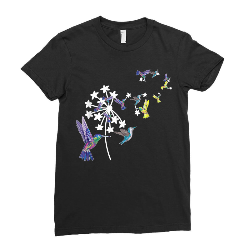 Dandelion Hummingbird Flower For Birdwatcher Herbalist Ladies Fitted T-Shirt by ISAIASSANTIAGO | Artistshot