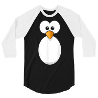 Funny Penguin Face Design Or Easy Costume Black Penguin 3/4 Sleeve Shirt | Artistshot