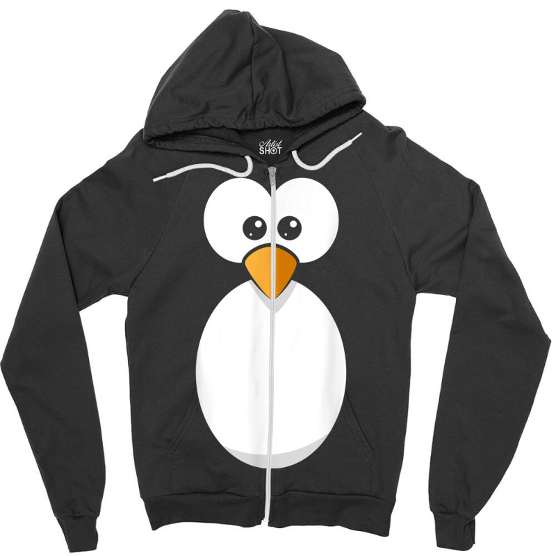 Funny Penguin Face Design Or Easy Costume Black Penguin Zipper Hoodie | Artistshot