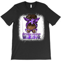 Black Woman Domestic Violence Warrior Afro Messy Bun Purple T Shirt T-shirt | Artistshot