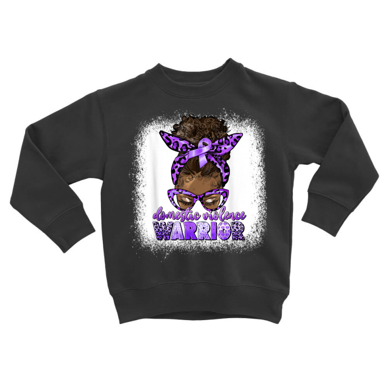 Black Woman Domestic Violence Warrior Afro Messy Bun Purple T Shirt Toddler Sweatshirt | Artistshot