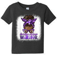 Black Woman Domestic Violence Warrior Afro Messy Bun Purple T Shirt Baby Tee | Artistshot