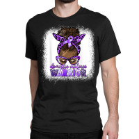 Black Woman Domestic Violence Warrior Afro Messy Bun Purple T Shirt Classic T-shirt | Artistshot