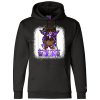 Black Woman Domestic Violence Warrior Afro Messy Bun Purple T Shirt Champion Hoodie | Artistshot