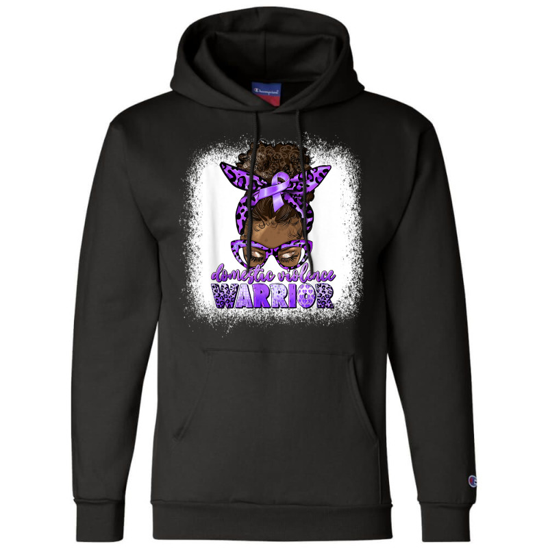 Black Woman Domestic Violence Warrior Afro Messy Bun Purple T Shirt Champion Hoodie | Artistshot