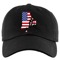 Rhode Island Map Silhouette Filled With Us Flag On Black Background Kids Cap | Artistshot