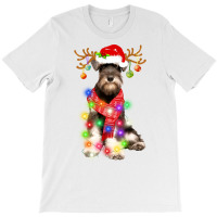 Funny Puppy Lover Schnauzer Christmas Lights Pajama Long Sleeve T Shir T-shirt | Artistshot