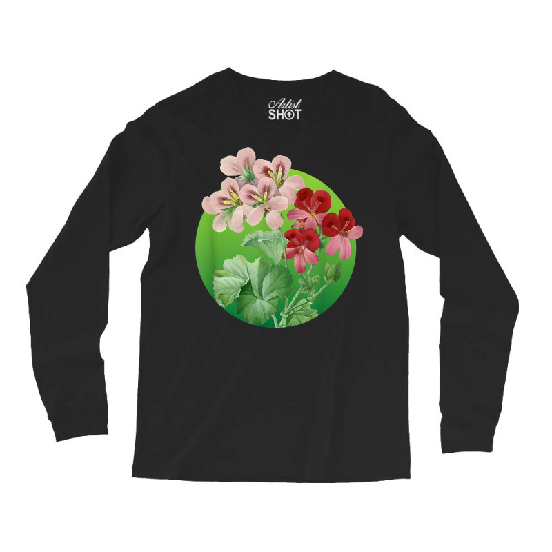 Geranium Flower Pelargonium Florist Girls Women Gardening T Shirt Long Sleeve Shirts by enaqr0esch | Artistshot