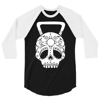 Kettlebell Skull 3/4 Sleeve Shirt Designed By Candrashop