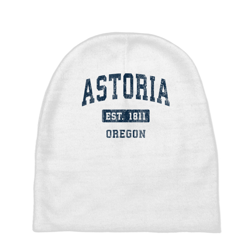 Astoria Oregon Or Vintage Sports Established Navy Design T Shirt Baby Beanies by buske | Artistshot