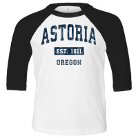 Astoria Oregon Or Vintage Sports Established Navy Design T Shirt Toddler 3/4 Sleeve Tee | Artistshot