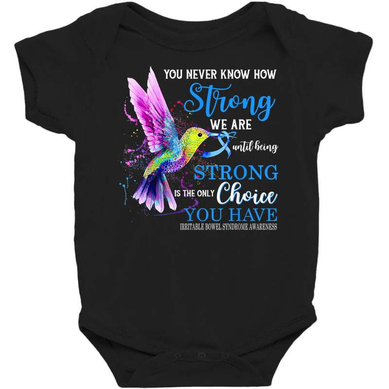 Irritable Bowel Syndrome Awareness Blue Strong Hummingbird T Shirt Baby Bodysuit by enaqr0esch | Artistshot