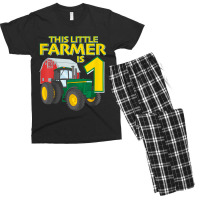 Kids 1 Year Old Green Farm Tractor Birthday Party Farmer 1st Gift Men's T-shirt Pajama Set | Artistshot