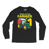 Kids 1 Year Old Green Farm Tractor Birthday Party Farmer 1st Gift Long Sleeve Shirts | Artistshot