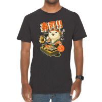 Sushi Chef Cat - Funny Restaurant Kitty - Japanese Food Vintage T-shirt | Artistshot