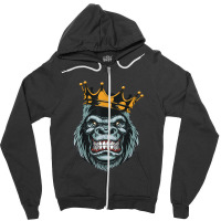 Gorilla King Ferocious Gorilla On With Crown Christmas Gifts Zipper Hoodie | Artistshot