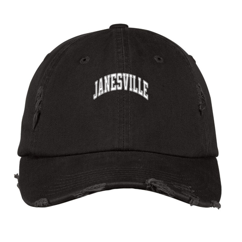 Janesville Wisconsin Wi Varsity Style White Text T Shirt Vintage Cap by ormtbkluss | Artistshot