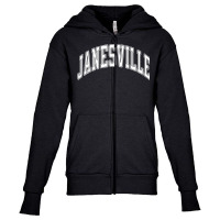 Janesville Wisconsin Wi Varsity Style White Text T Shirt Youth Zipper Hoodie | Artistshot