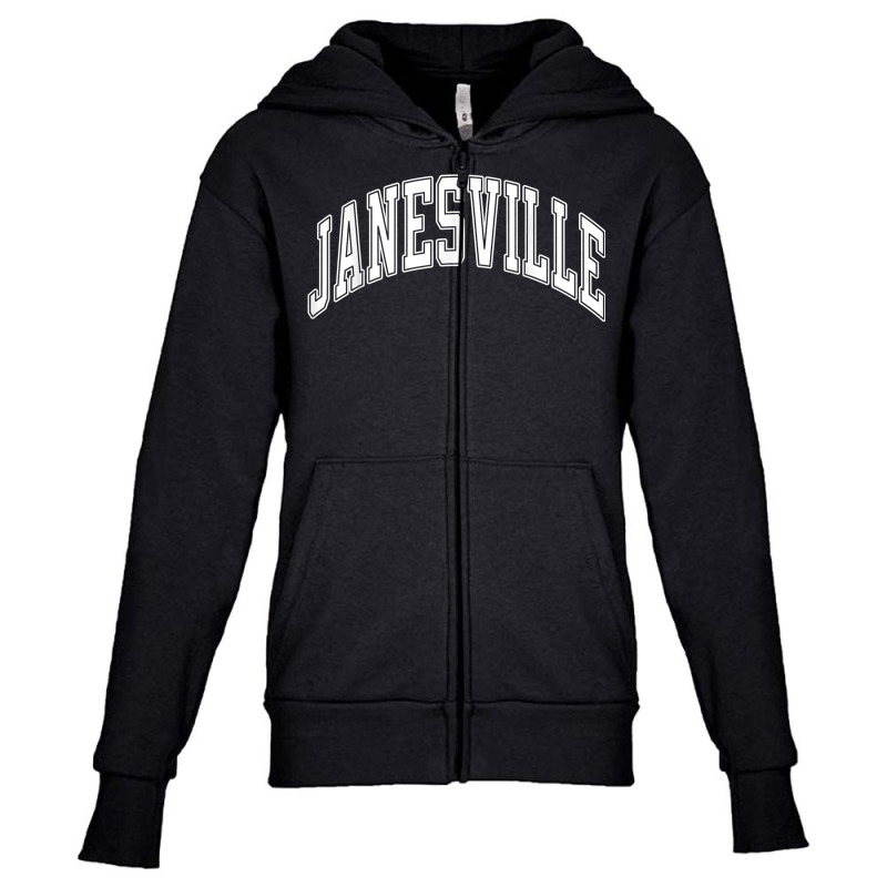 Janesville Wisconsin Wi Varsity Style White Text T Shirt Youth Zipper Hoodie by ormtbkluss | Artistshot