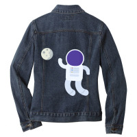 Astronaut And Moon Ladies Denim Jacket | Artistshot