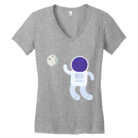 Astronaut And Moon Women's V-neck T-shirt | Artistshot