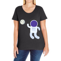 Astronaut And Moon Ladies Curvy T-shirt | Artistshot