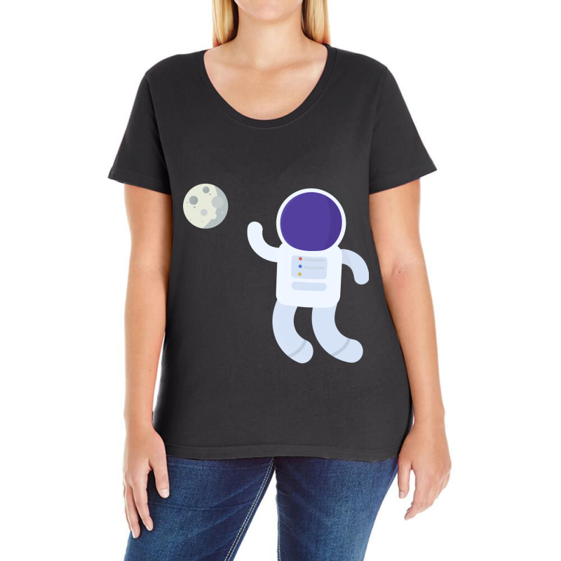 Astronaut And Moon Ladies Curvy T-Shirt by joyo bobs | Artistshot