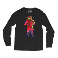 Astronaut Pop Art Red Long Sleeve Shirts | Artistshot