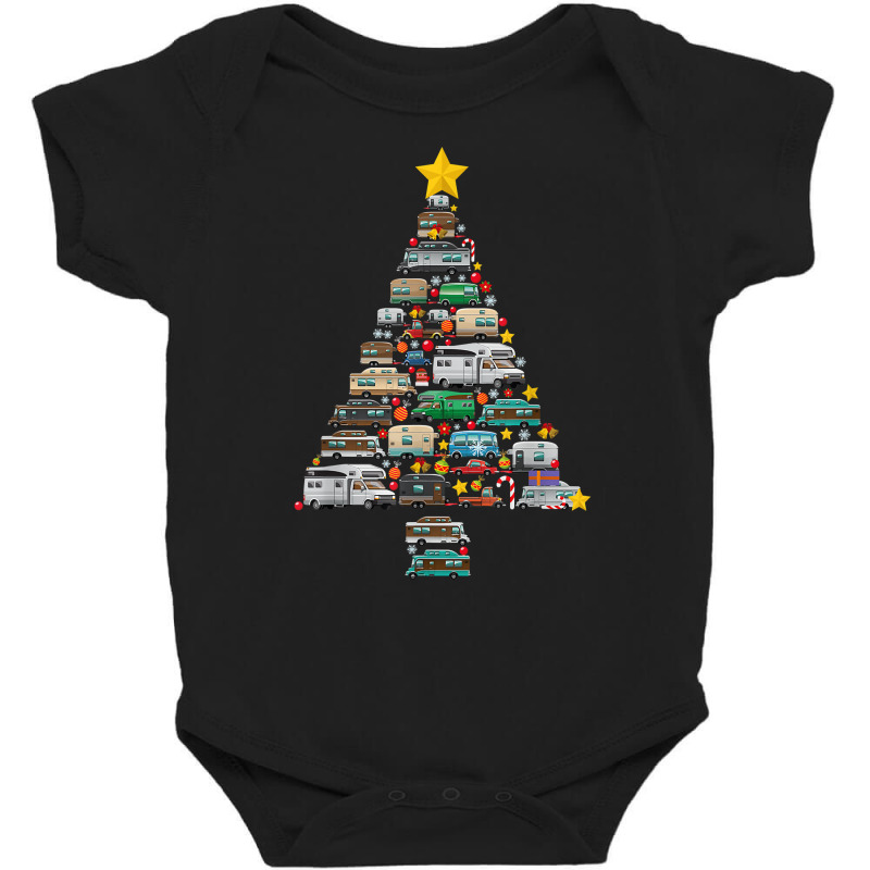 Camping Trailer Christmas Tree Camper Caravan Rv Van Xmas T Shirt Baby Bodysuit by nejnda | Artistshot