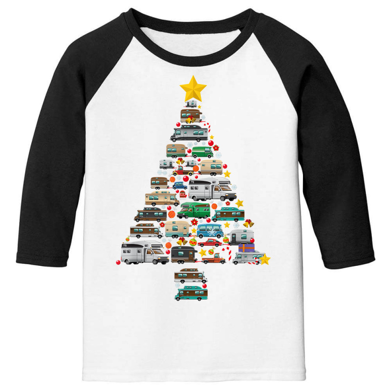 Camping Trailer Christmas Tree Camper Caravan Rv Van Xmas T Shirt Youth 3/4 Sleeve by nejnda | Artistshot