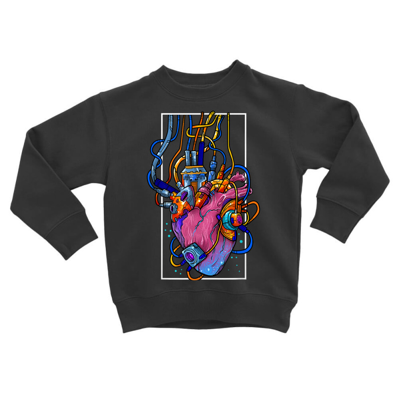 Cyborg Robot Heart Vaporwave Futuristic Cyberpunk Clothing Toddler Sweatshirt by KathleenSusanBuckler | Artistshot