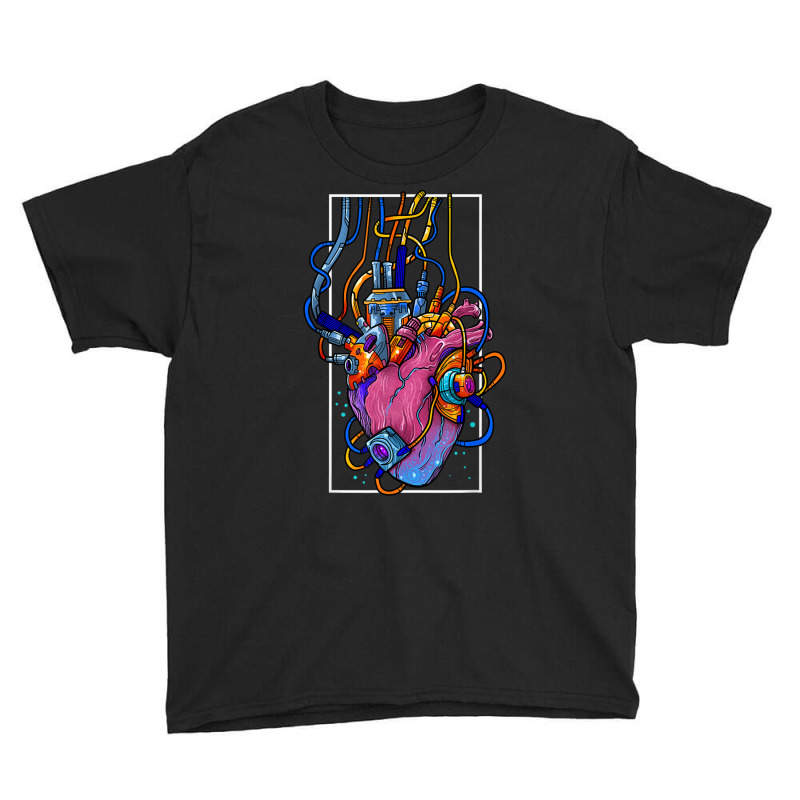 Cyborg Robot Heart Vaporwave Futuristic Cyberpunk Clothing Youth Tee by KathleenSusanBuckler | Artistshot