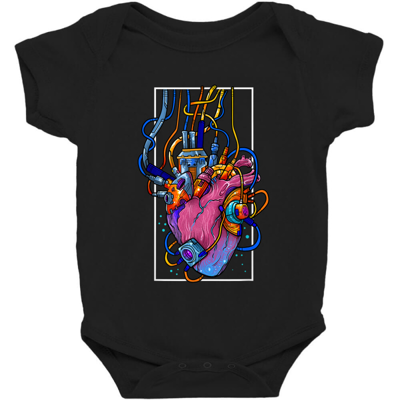 Cyborg Robot Heart Vaporwave Futuristic Cyberpunk Clothing Baby Bodysuit by KathleenSusanBuckler | Artistshot