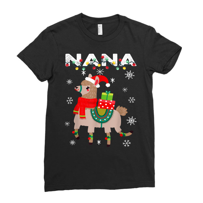 Nana Unny Christmas Llama Lights Matching Family Gifts T Shirt Ladies Fitted T-Shirt by enaqr0esch | Artistshot