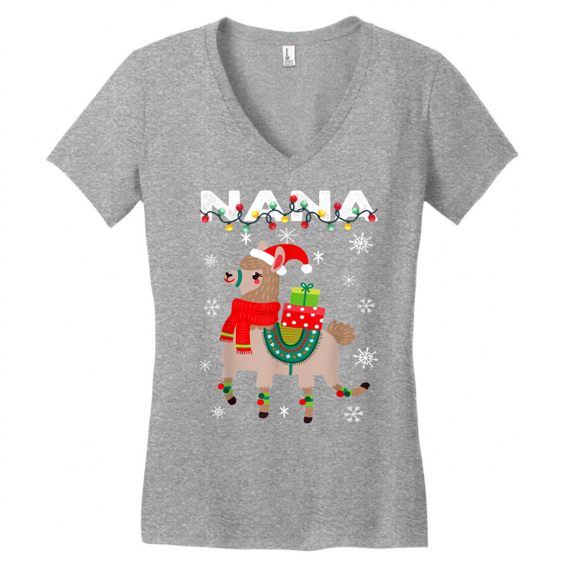 Nana Unny Christmas Llama Lights Matching Family Gifts T Shirt Women's V-Neck T-Shirt by enaqr0esch | Artistshot