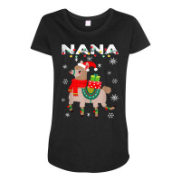 Nana Unny Christmas Llama Lights Matching Family Gifts T Shirt Maternity Scoop Neck T-shirt | Artistshot