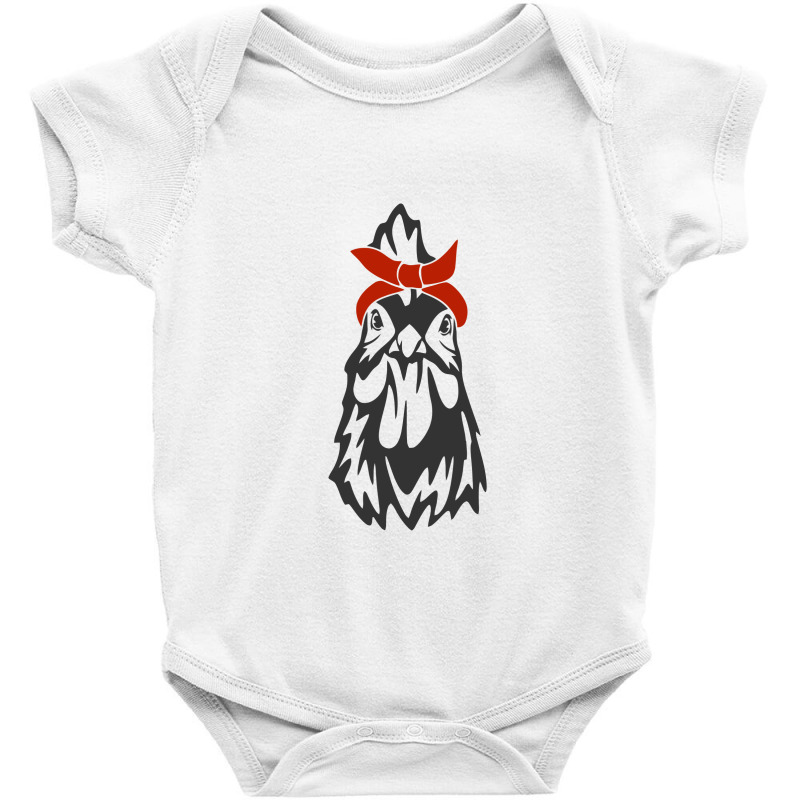 Chicken Rooster Hen Flag Bandana Baby Bodysuit by JRartStd | Artistshot