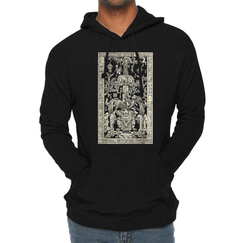 King Pakal's Spaceship, Mayan Time Traveler Ancient Carving Lightweight Hoodie by MindyLeeLucas | Artistshot