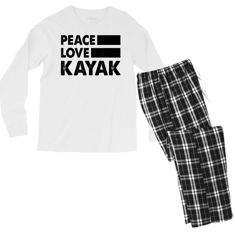 Peace Love Kayak Canoe Kayaking Rower Rowing Paddle Row T Shirt Men's Long Sleeve Pajama Set | Artistshot