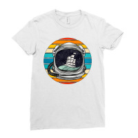 Astronaut And Retro Rainbow Ladies Fitted T-shirt | Artistshot