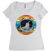 Astronaut And Retro Rainbow Women's Triblend Scoop T-shirt | Artistshot