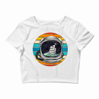 Astronaut And Retro Rainbow Crop Top | Artistshot