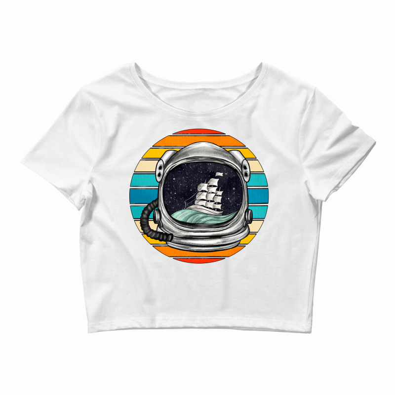 Astronaut And Retro Rainbow Crop Top | Artistshot