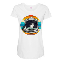 Astronaut And Retro Rainbow Maternity Scoop Neck T-shirt | Artistshot