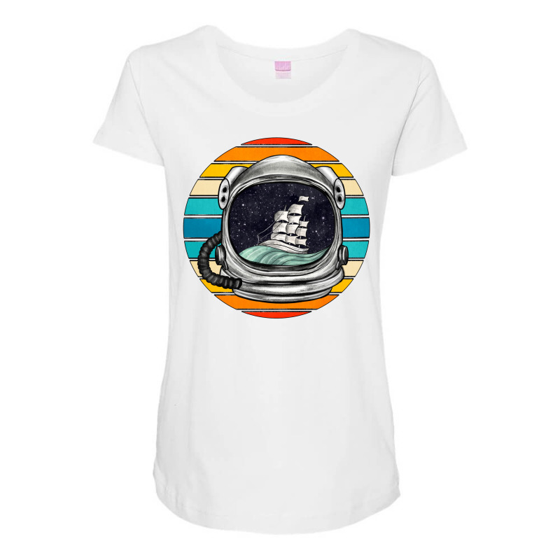 Astronaut And Retro Rainbow Maternity Scoop Neck T-shirt | Artistshot