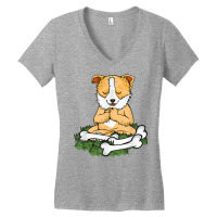 Meditating Dog Lover Yoga Women Corgi Dog Meditation T Shirt Women's V-neck T-shirt | Artistshot