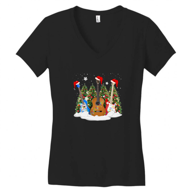 Christmas Guitar Women's V-neck T-shirt | Artistshot